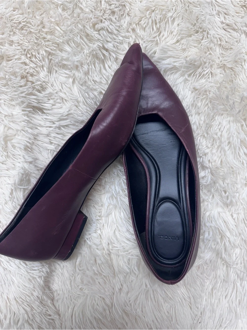 Vince ‘Isabel’ Pointed Toe Leather Flats - Women’s 8, Burgundy - Picture 6 of 8